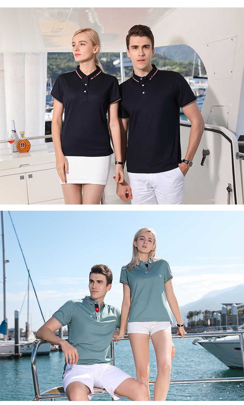 170g business contrast color collar lapel short sleeve POLO shirt universal GT1-21001