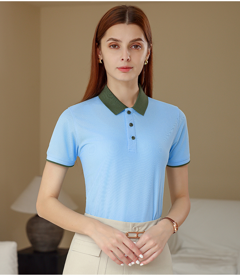 190g contrast color stitching short-sleeved POLO shirt YZ03-KW205