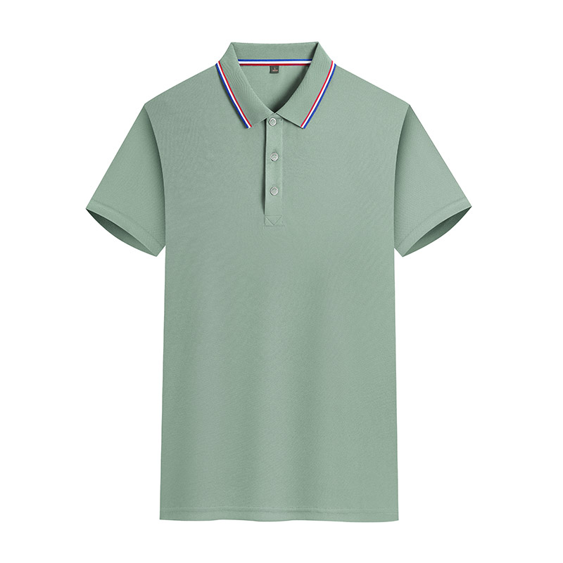 190g classic double-sided color lapel short-sleeved polo shirt W01-655