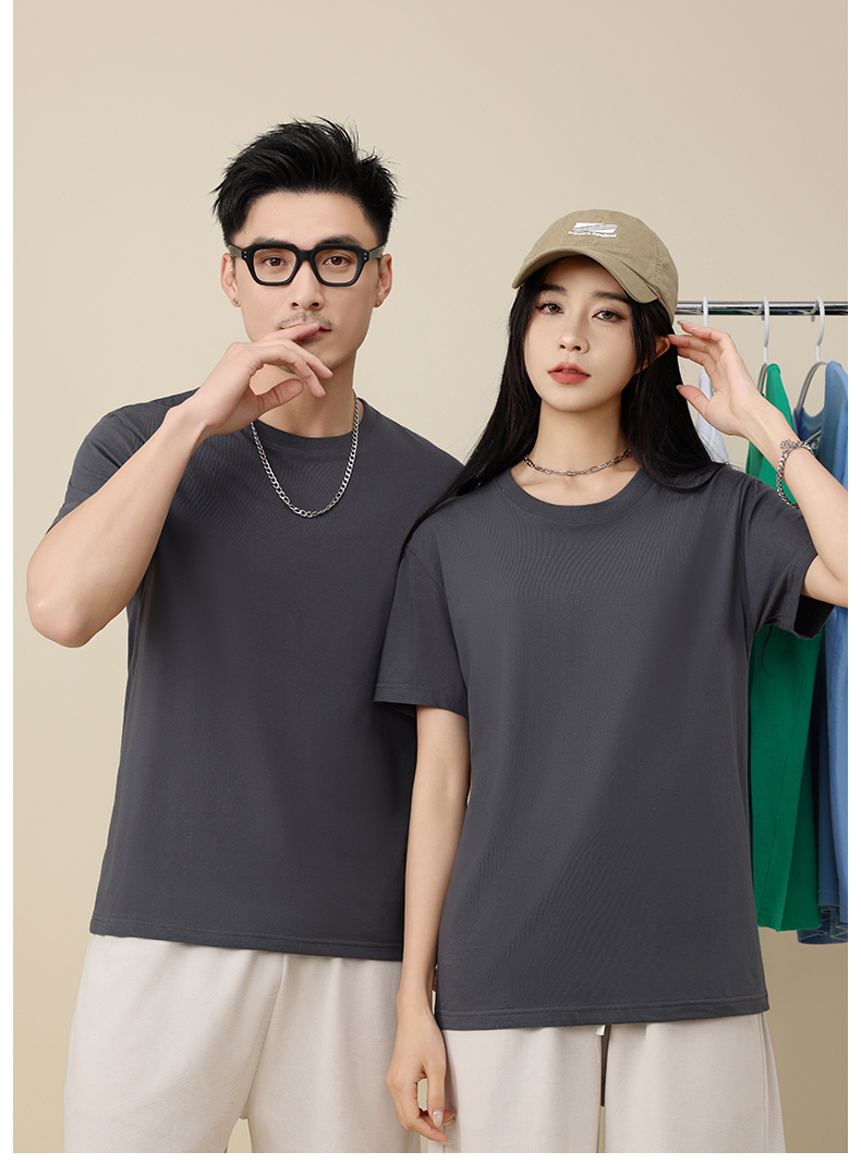 180g comfortable and crisp Xinjiang long-staple cotton solid color round neck short sleeve adult style L04-W180