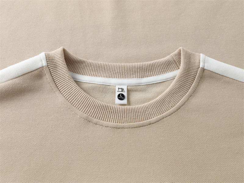 330g piqué cotton trendy colorblocked round neck sweatshirt GJ8-9317