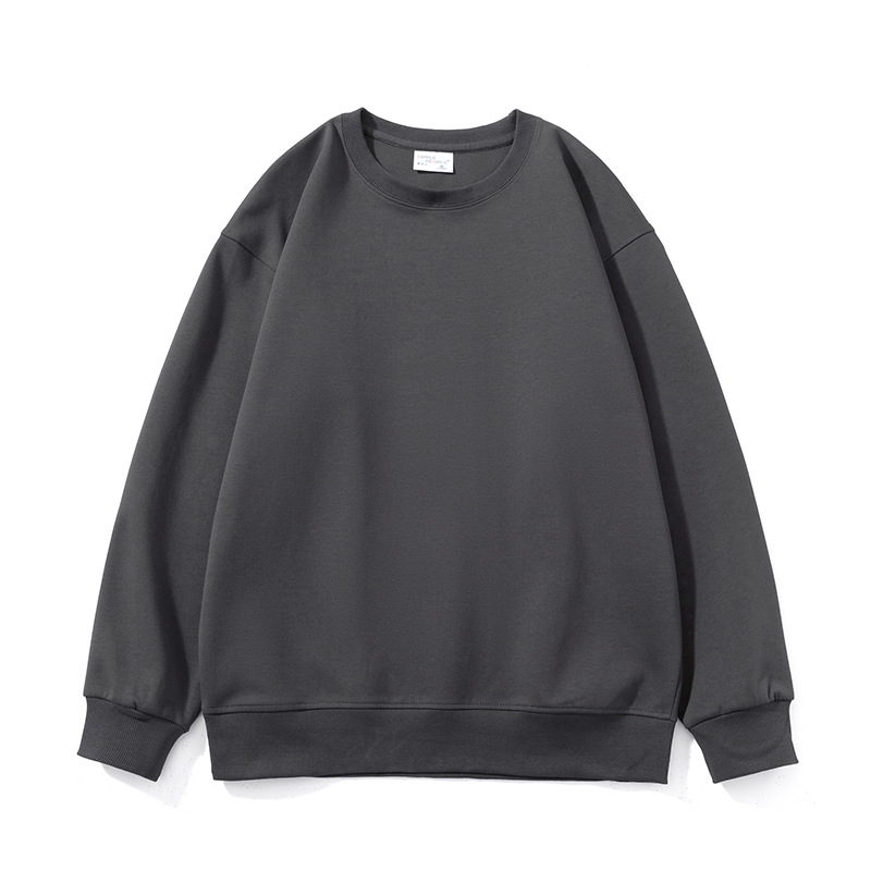 350g loose solid color water soft cotton round neck drop shoulder sweatshirt B08-water soft round neck