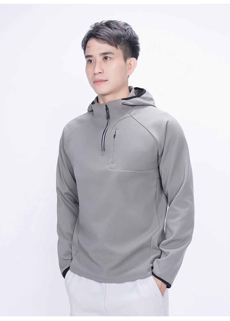 250g high elastic nano grid hooded half zipper outer sweatshirt KD4-7390