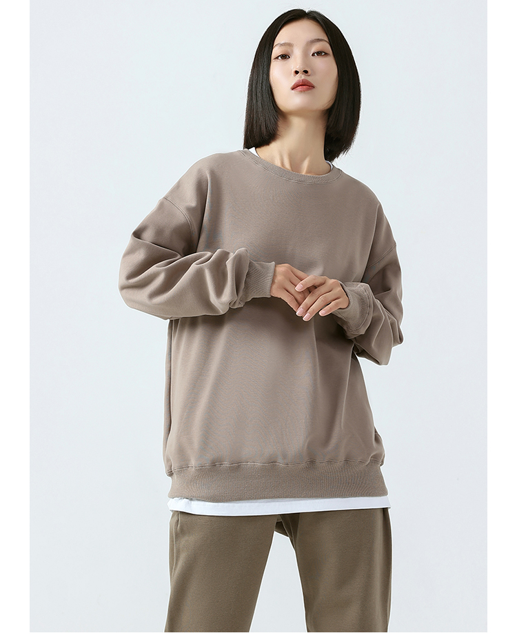 500g heavyweight pure cotton silver fox velvet drop shoulder round neck sweatshirt G21-U-X965