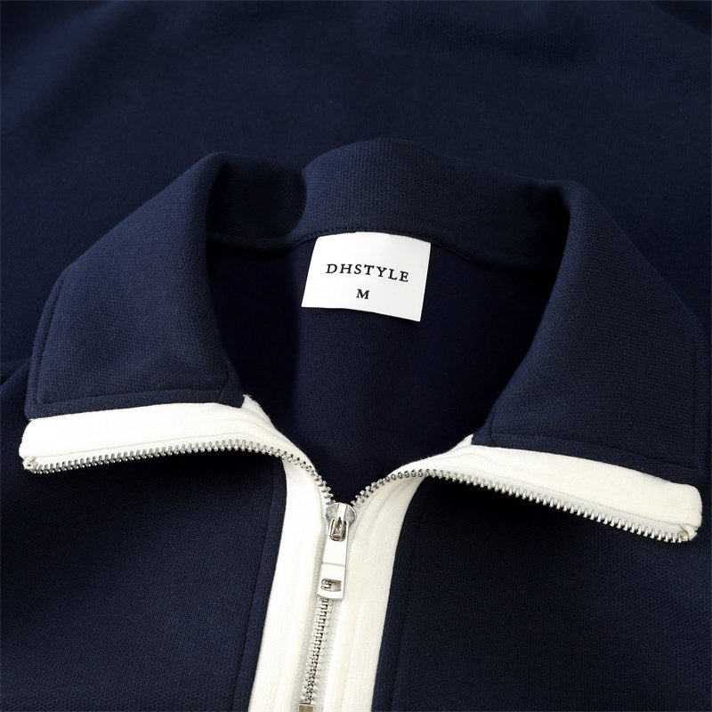 380g combed brushed contrast color half zip stand collar sweatshirt G21-U-X45016