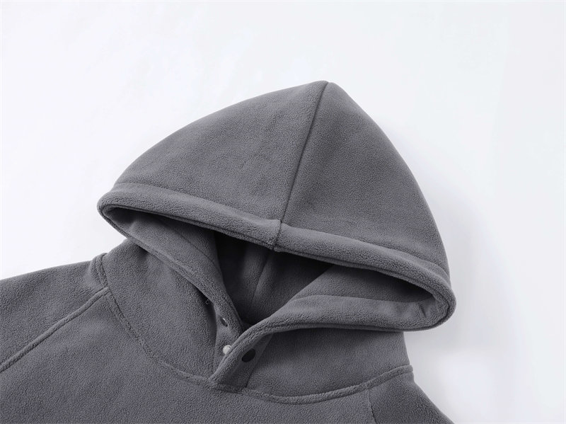 600g heavyweight warm double-sided fleece button hooded sweatshirt G21-U-XD068