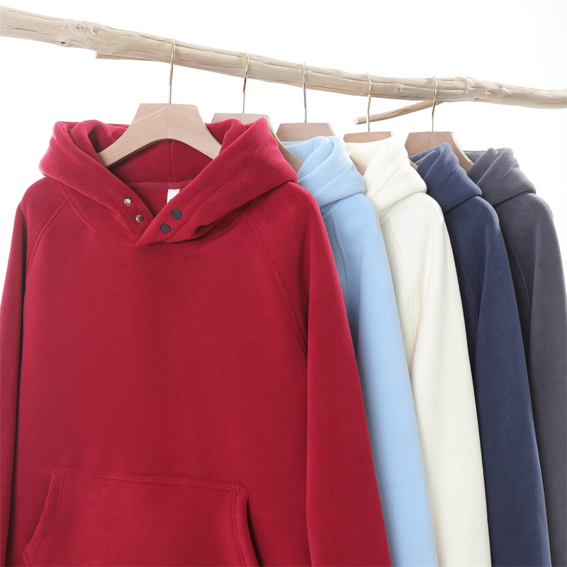 600g heavyweight warm double-sided fleece button hooded sweatshirt G21-U-XD068