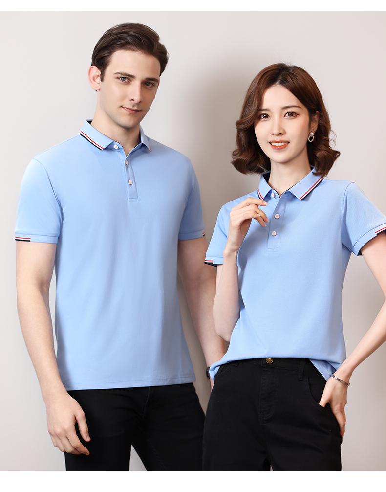 195g 40 count silk cotton lapel short sleeve POLO shirt GJ15-6606