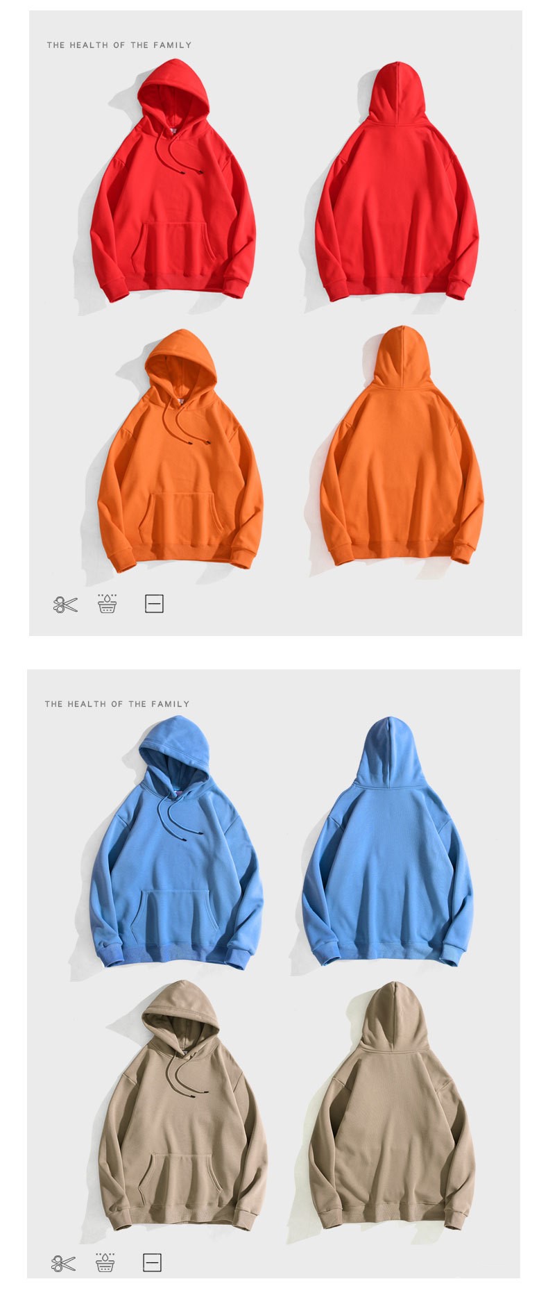 360g cotton drop shoulder hooded fleece sweatshirt BC2-2077