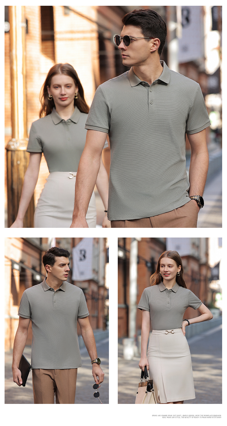 175G solid color slightly elastic lapel short-sleeved POLO shirt 72-M2