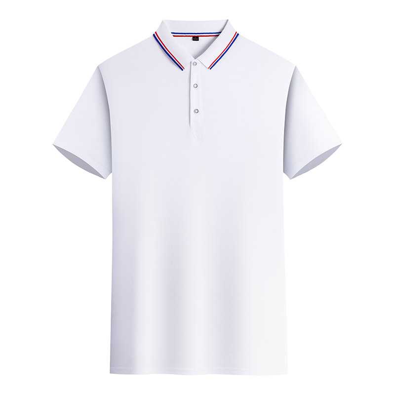 190g classic double-sided color lapel short-sleeved polo shirt W01-655