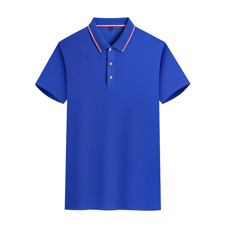 190g classic double-sided color lapel short-sleeved polo shirt W01-655