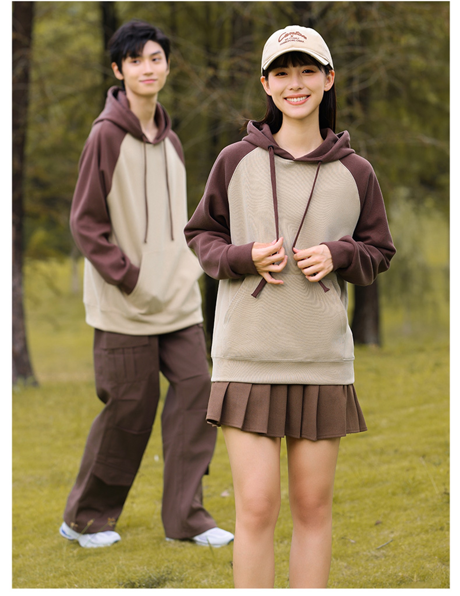 330g new oxygen cotton thin color matching hooded sweatshirt W07-CX-8807