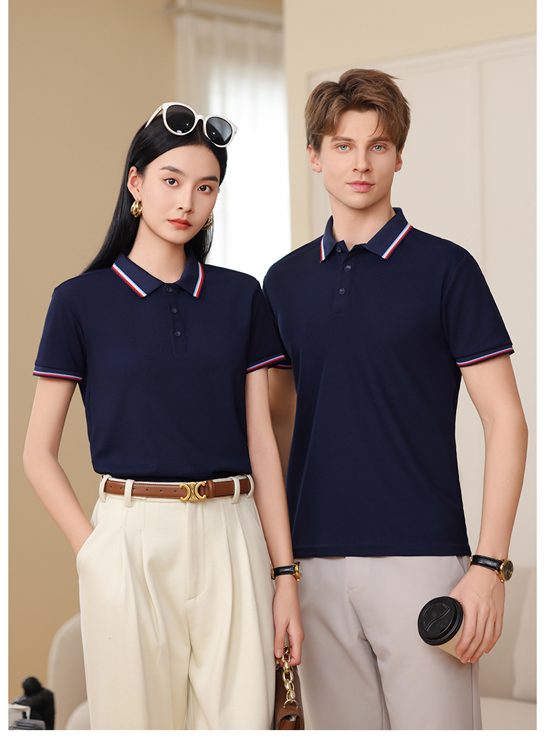 230G Imitation Cotton Color Lapel Short Sleeve POLO Shirt W01-6609