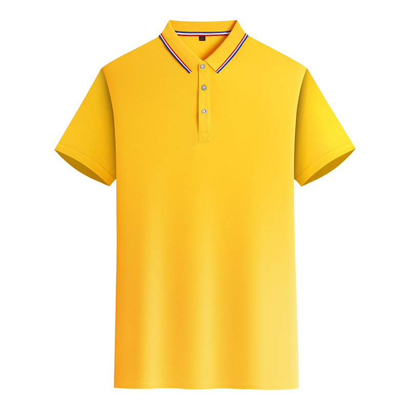 190g classic double-sided color lapel short-sleeved polo shirt W01-655