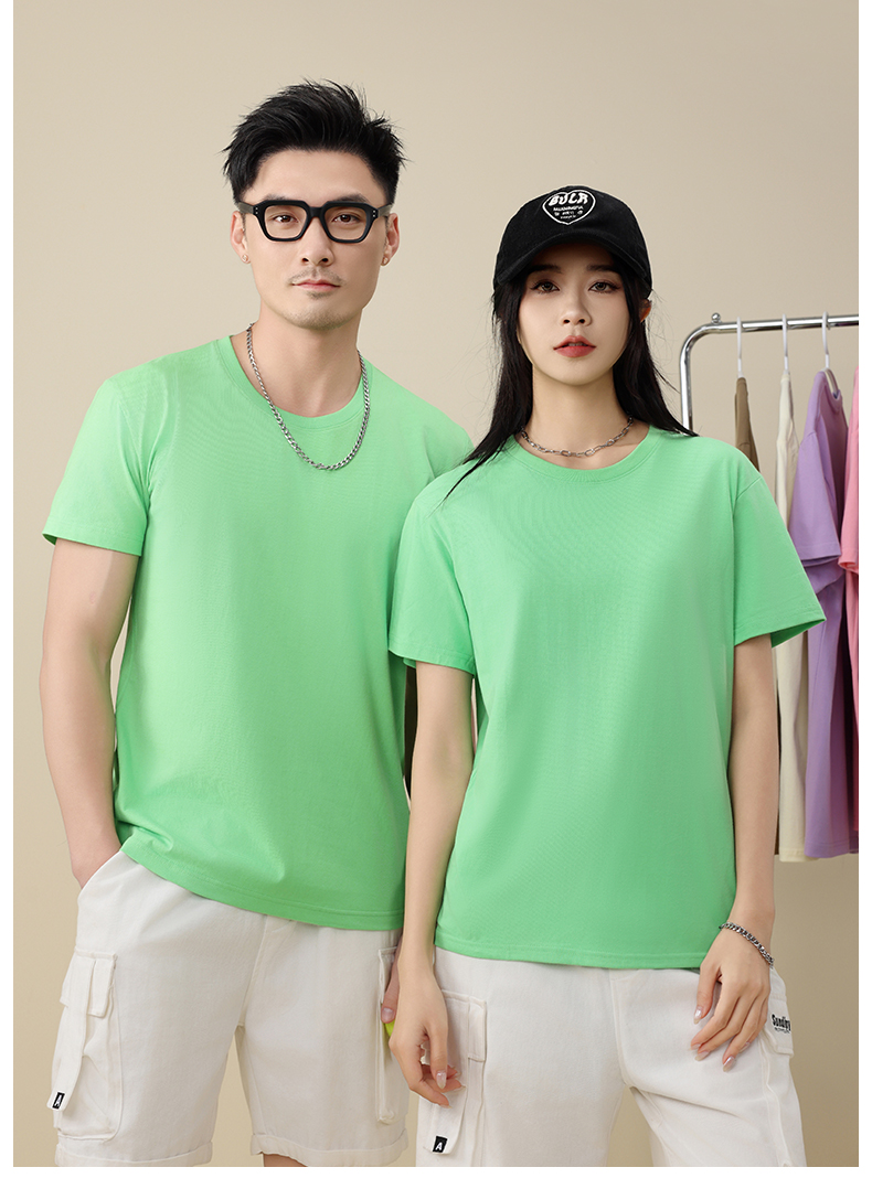 180g comfortable and crisp Xinjiang long-staple cotton solid color round neck short sleeve adult style L04-W180