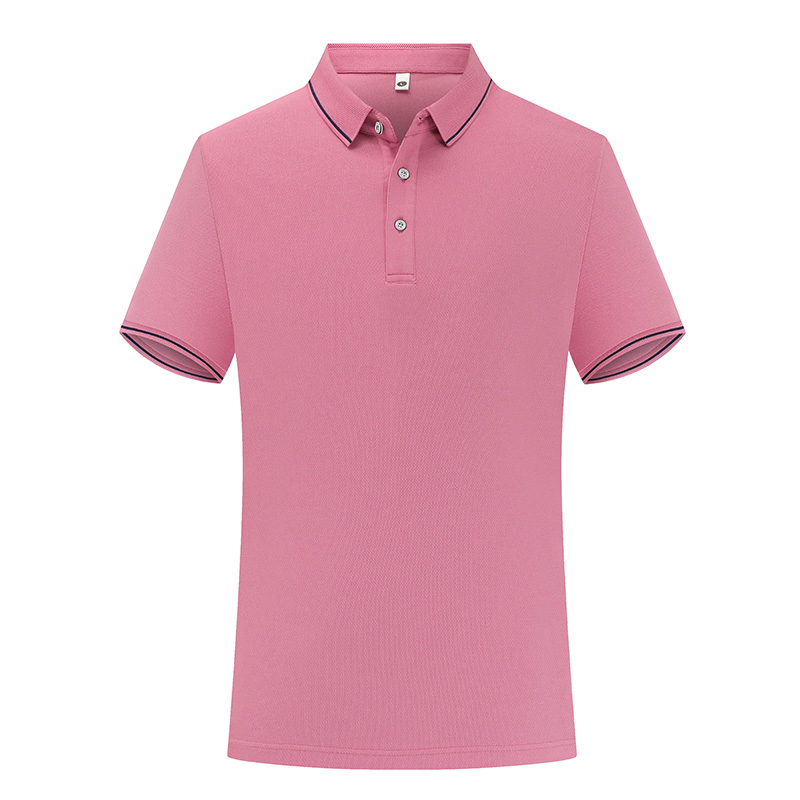 210g double-sided hexagonal striped collar short-sleeved lapel polo shirt GJ10-2308