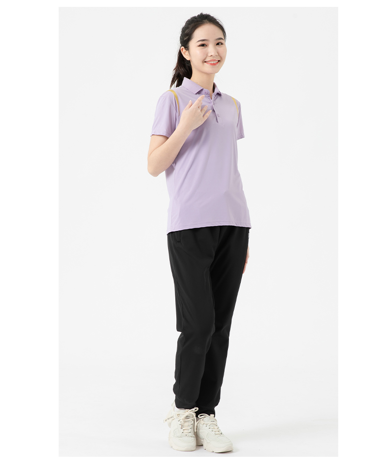 Breathable ice silk elastic lapel short-sleeved POLO shirt KF2-9206 for women