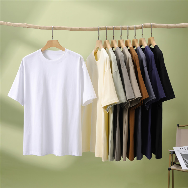 260g 32 count double yarn trendy brand large drop shoulder pure cotton t-shirt G21-26D