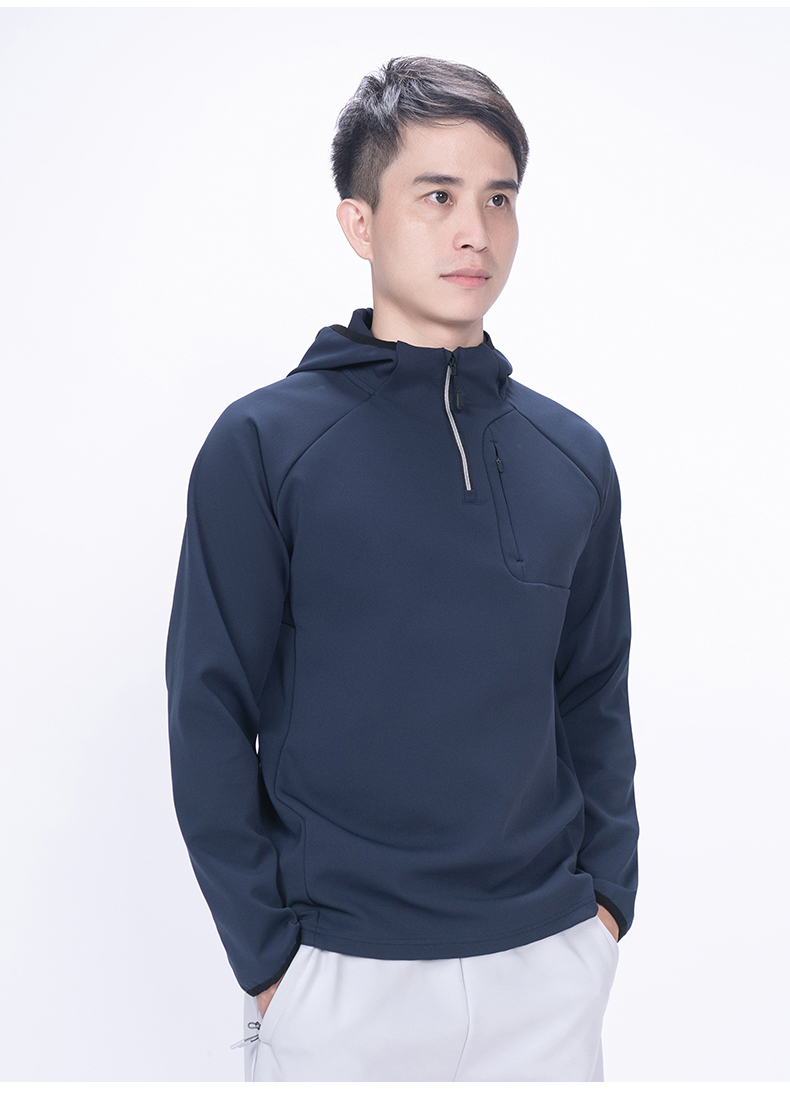 250g high elastic nano grid hooded half zipper outer sweatshirt KD4-7390