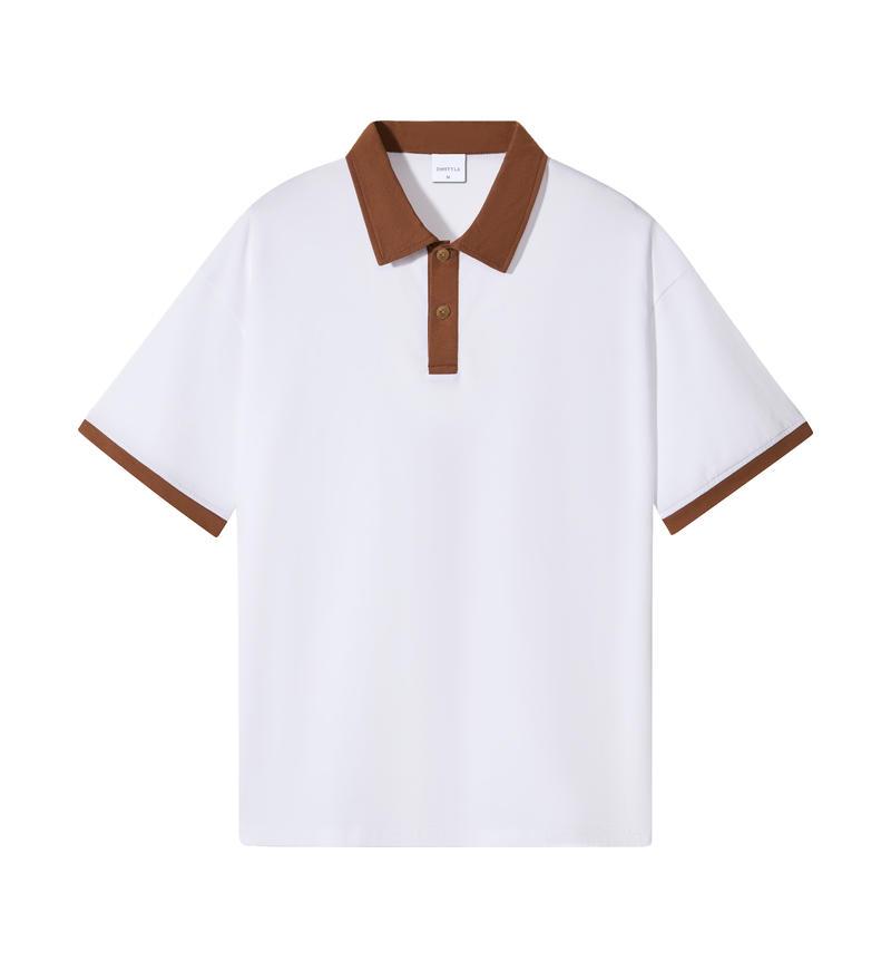 2409#240g Fashion brand drop shoulder contrast color POLO shirt Polo short sleeve lapel