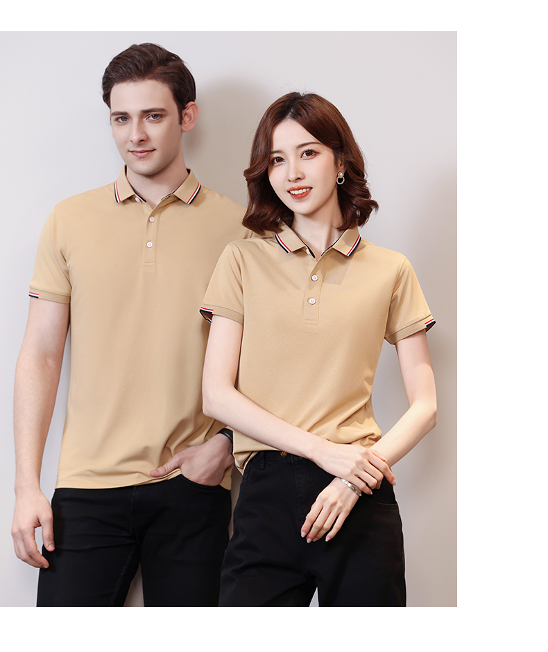 195g 40 count silk cotton lapel short sleeve POLO shirt GJ15-6606