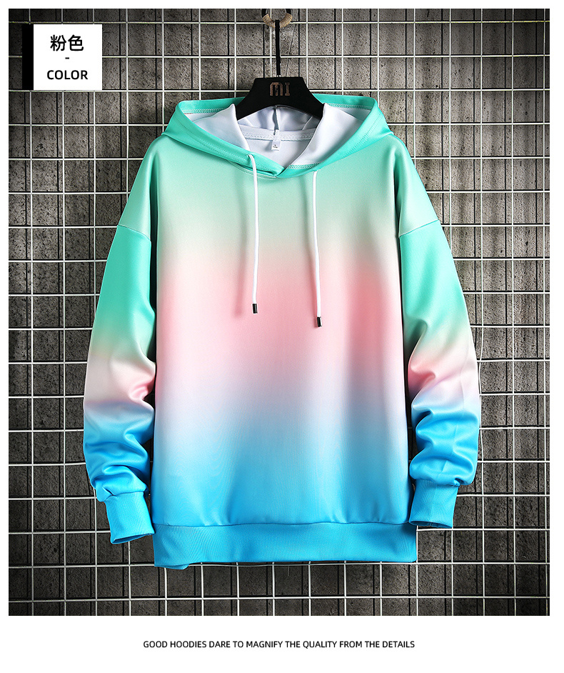 Gradient tie-dye hooded sweatshirt couple pullover sweatshirt A2-GF-W02