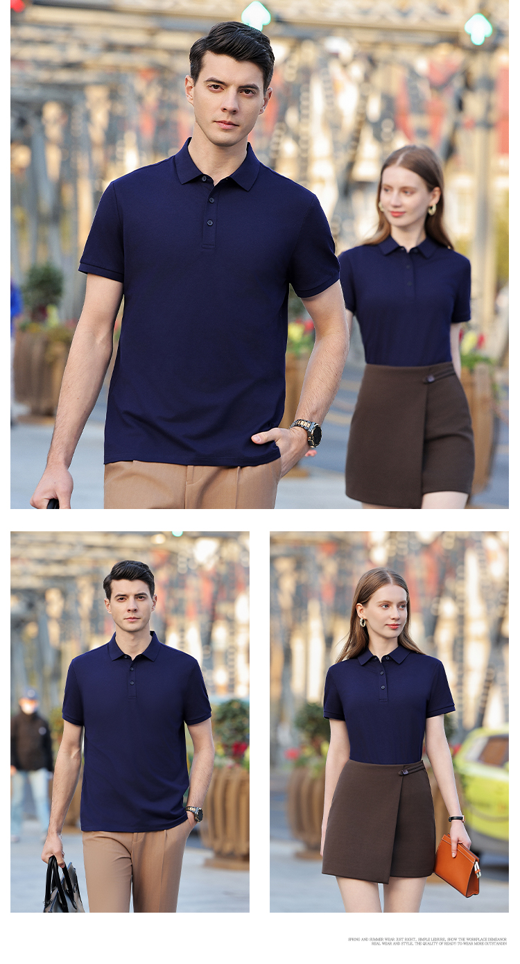 175G solid color slightly elastic lapel short-sleeved POLO shirt 72-M2