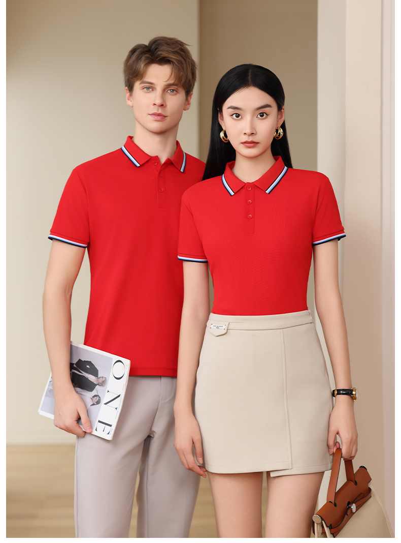 230G Imitation Cotton Color Lapel Short Sleeve POLO Shirt W01-6609