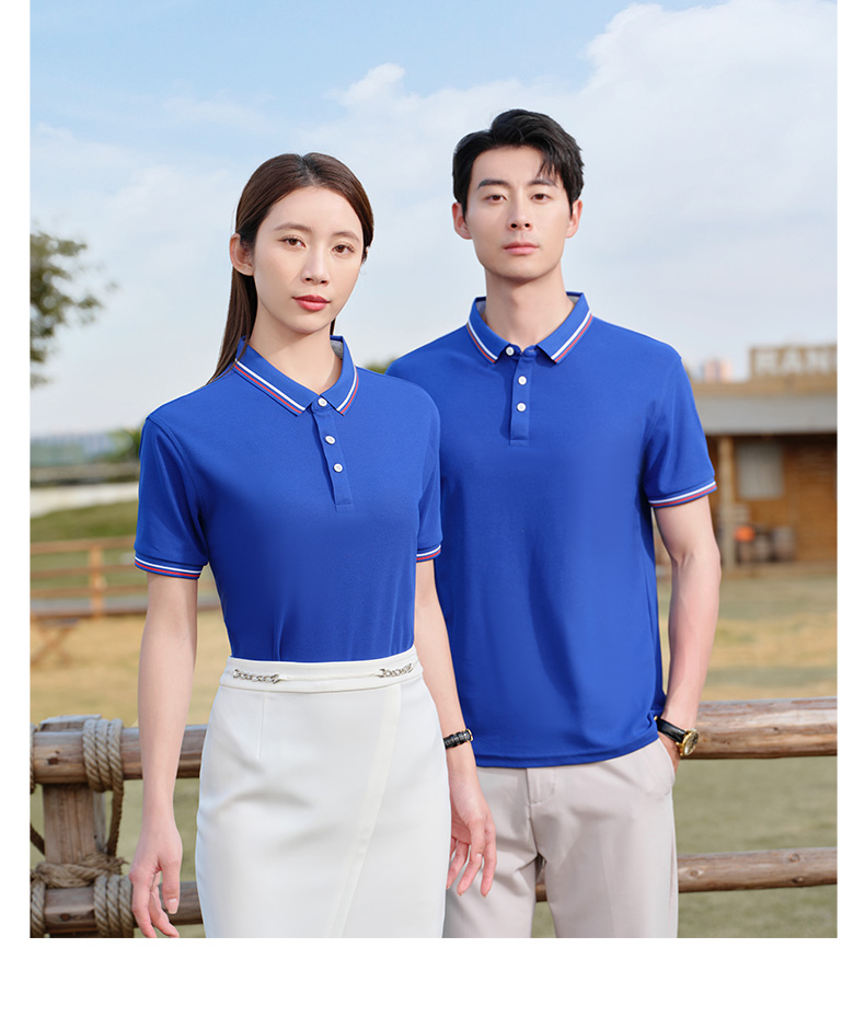 Worsted Sea Island Cotton Striped Collar Short Sleeve POLO Shirt H09-V2302