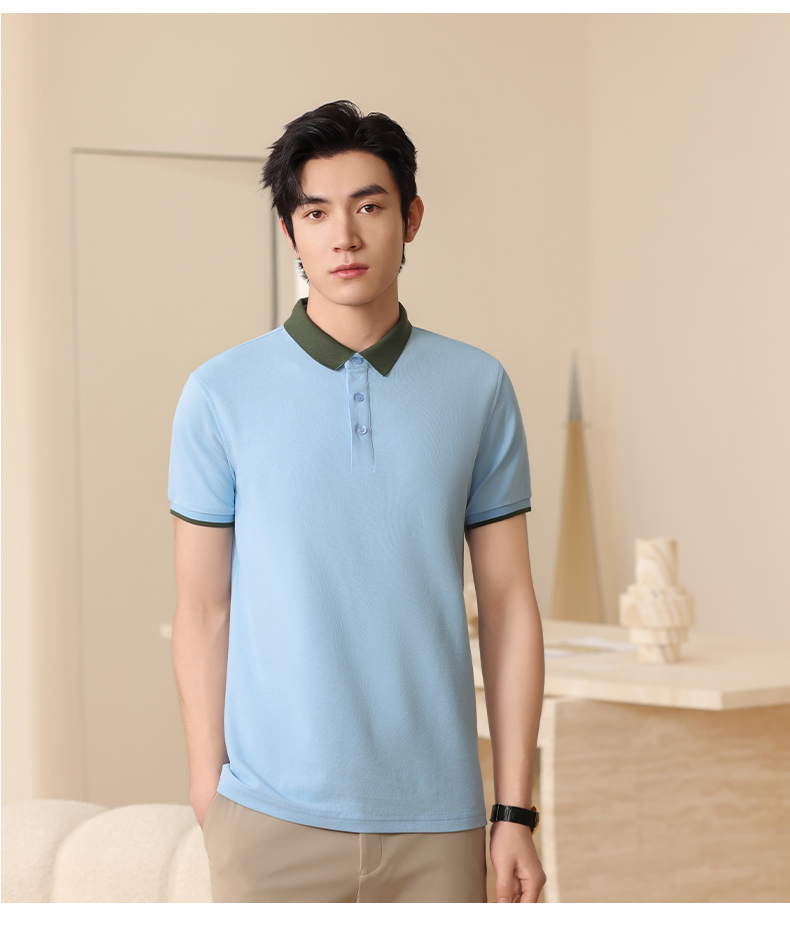 220g classic double bead lapel Polo short sleeve GJ20-2535