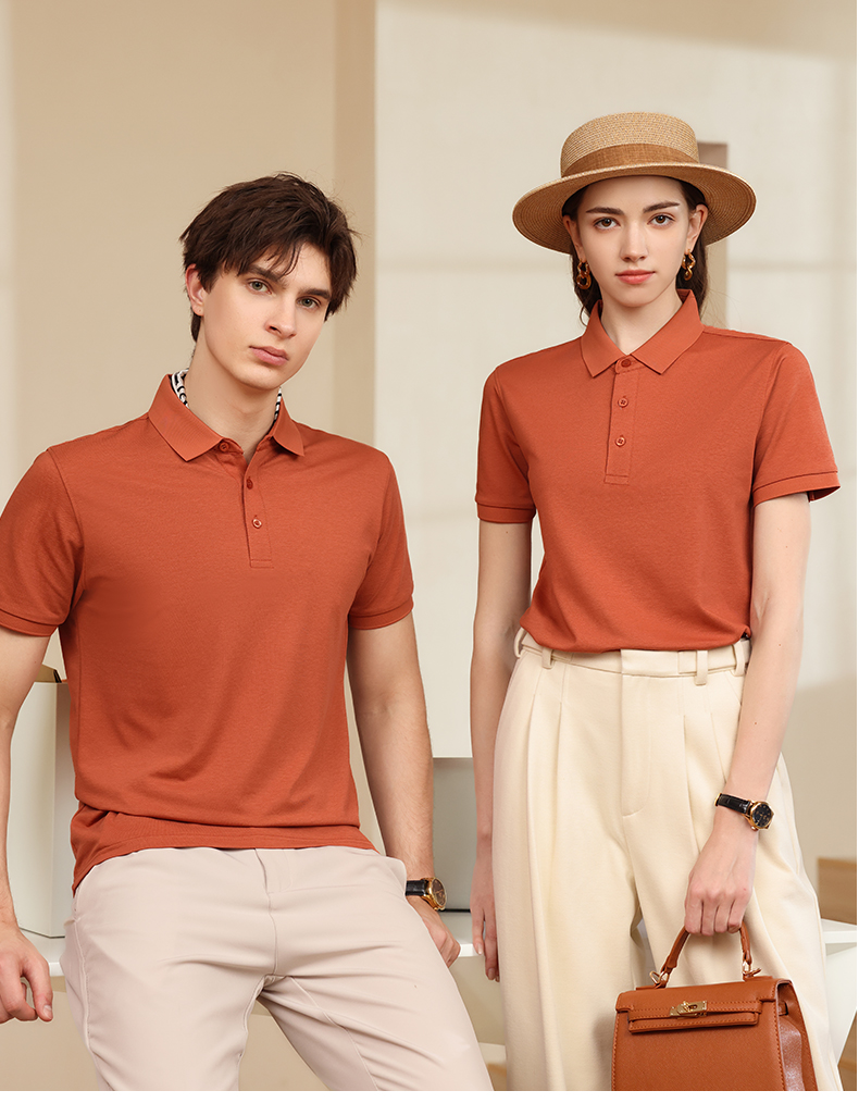 210g comfortable cool cotton-polyamide pique solid color short-sleeved lapel polo shirt L04-P249