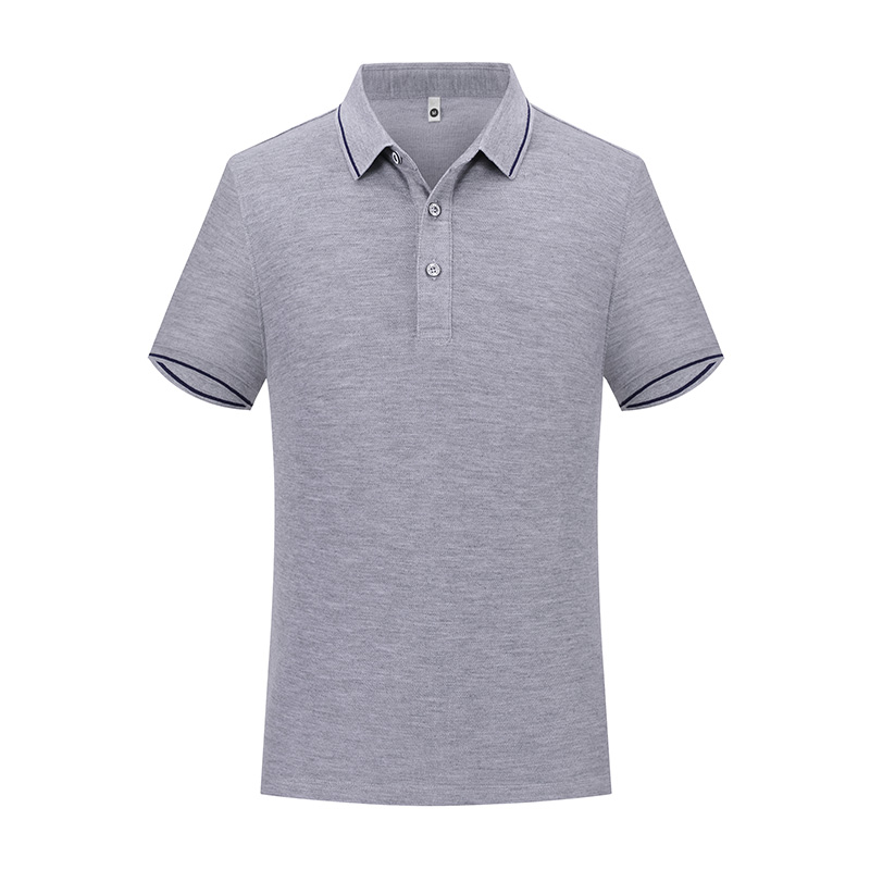 210g double-sided hexagonal striped collar short-sleeved lapel polo shirt GJ10-2308