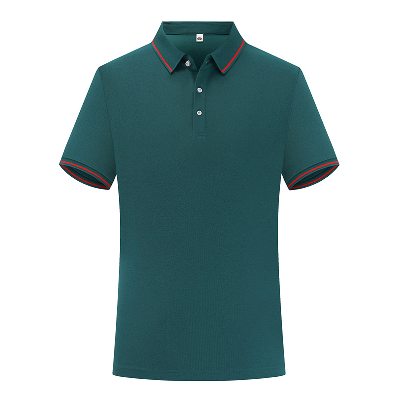 210g double-sided hexagonal striped collar short-sleeved lapel polo shirt GJ10-2308