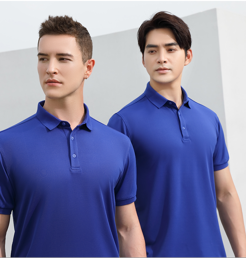 210g cool and comfortable ice silk solid color short-sleeved lapel polo shirt I03-2901