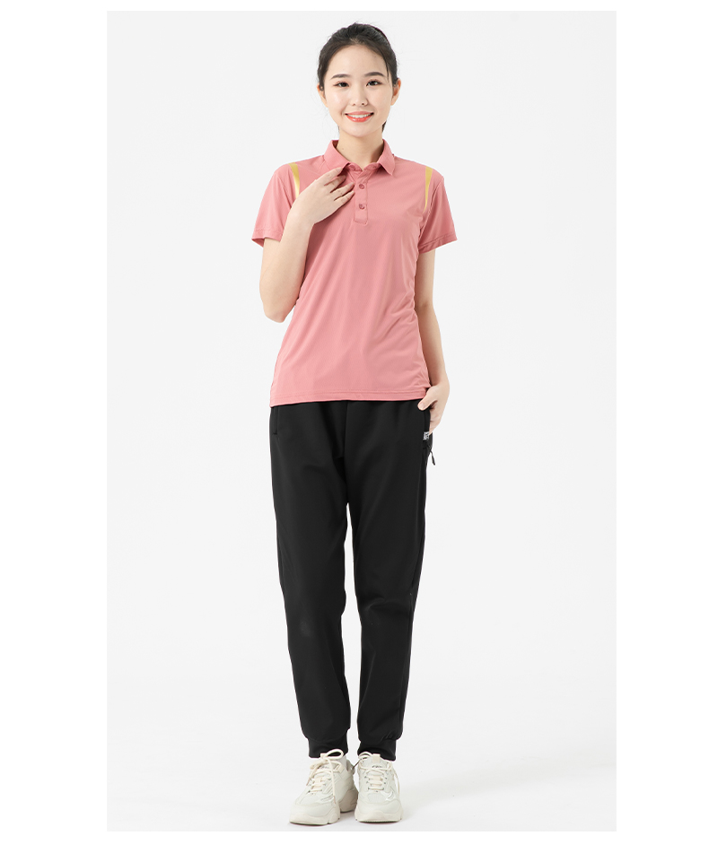 Breathable ice silk elastic lapel short-sleeved POLO shirt KF2-9206 for women