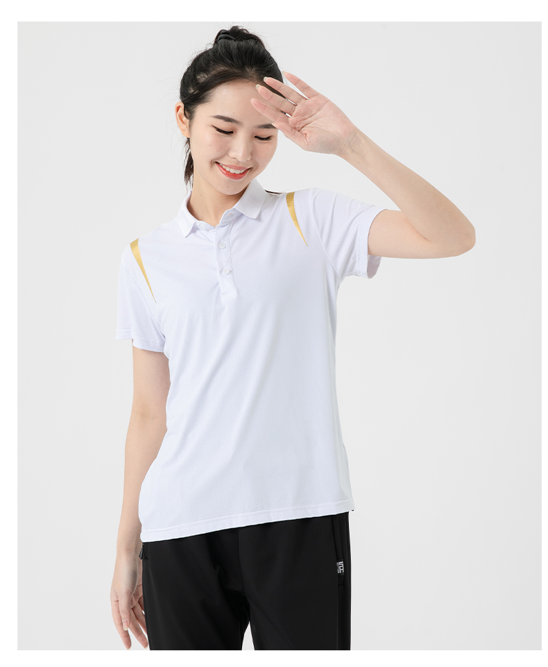 Breathable ice silk elastic lapel short-sleeved POLO shirt KF2-9206 for women