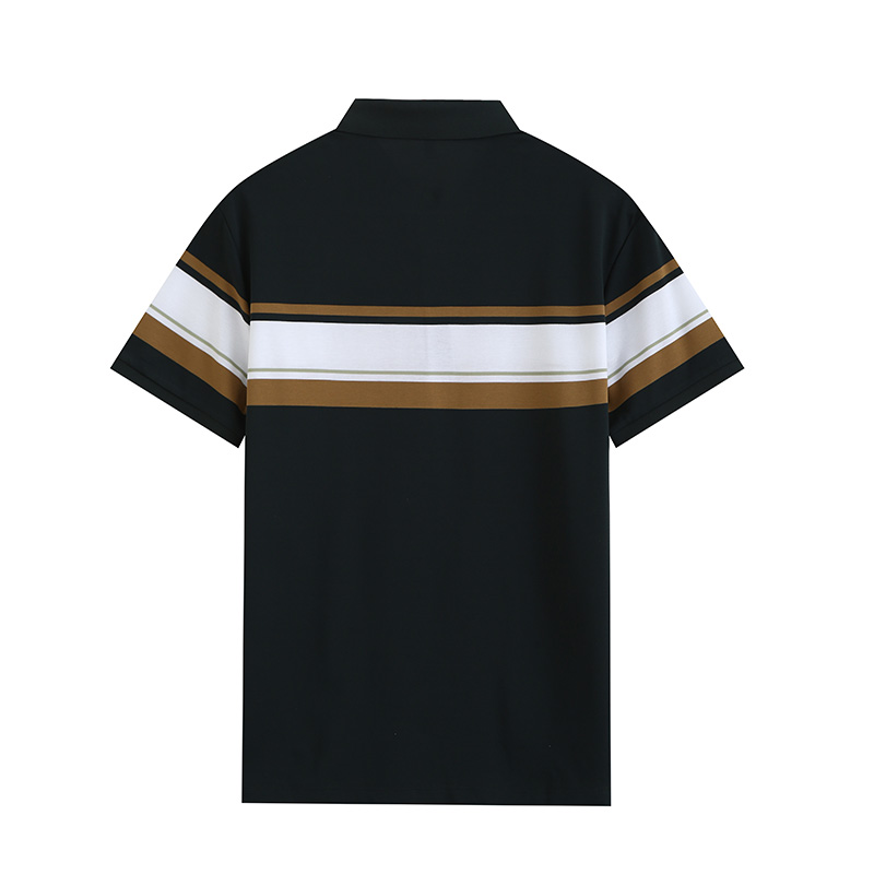 Comfortable breathable long-staple cotton yarn-dyed striped short-sleeved lapel polo shirt GJ61-W2822016