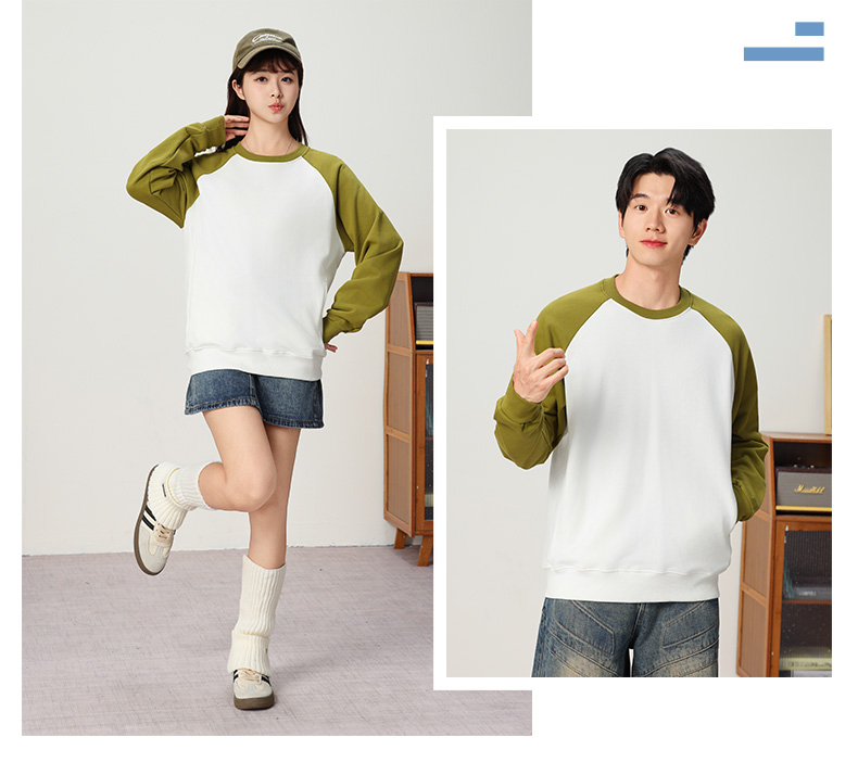 400g high-quality macaron raglan round neck sweatshirt for adults YZ03-9977