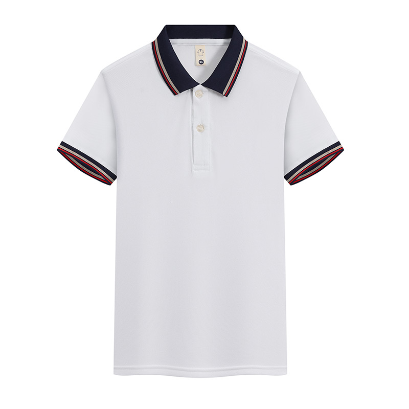 220g gentleman contrast color collar business short-sleeved lapel polo shirt children style W01-A2402