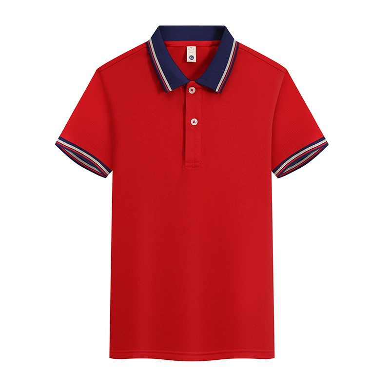 220g gentleman contrast color collar business short-sleeved lapel polo shirt children style W01-A2402