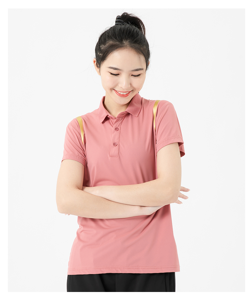 Breathable ice silk elastic lapel short-sleeved POLO shirt KF2-9206 for women