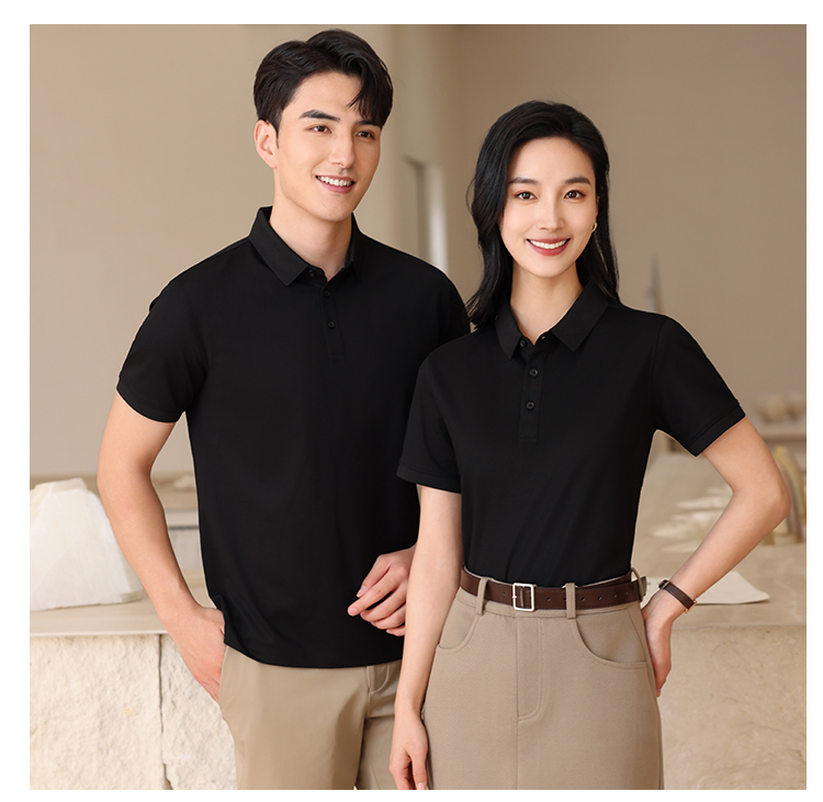 190g moisture-absorbing and breathable mulberry silk fine pearl short-sleeved lapel polo shirt HW01-9806