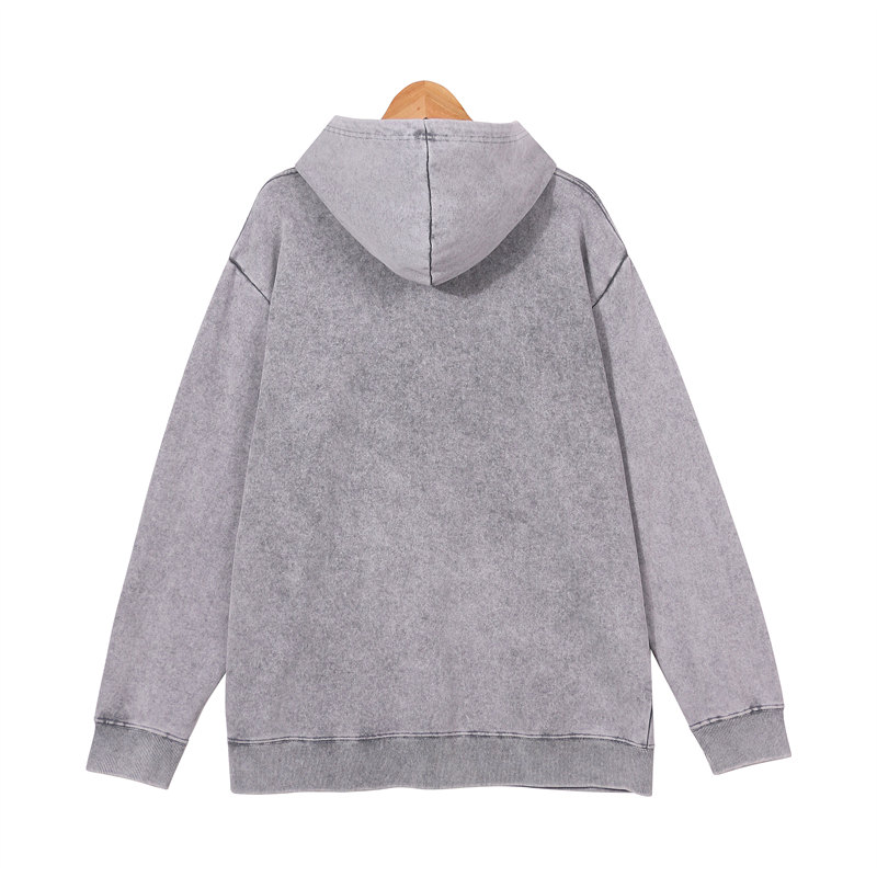 400g heavyweight drop shoulder retro washed terry hoodie sweatshirt GJ45-040T