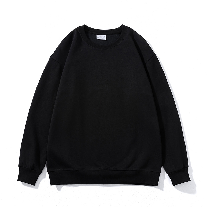 350g loose solid color water soft cotton round neck drop shoulder sweatshirt B08-water soft round neck