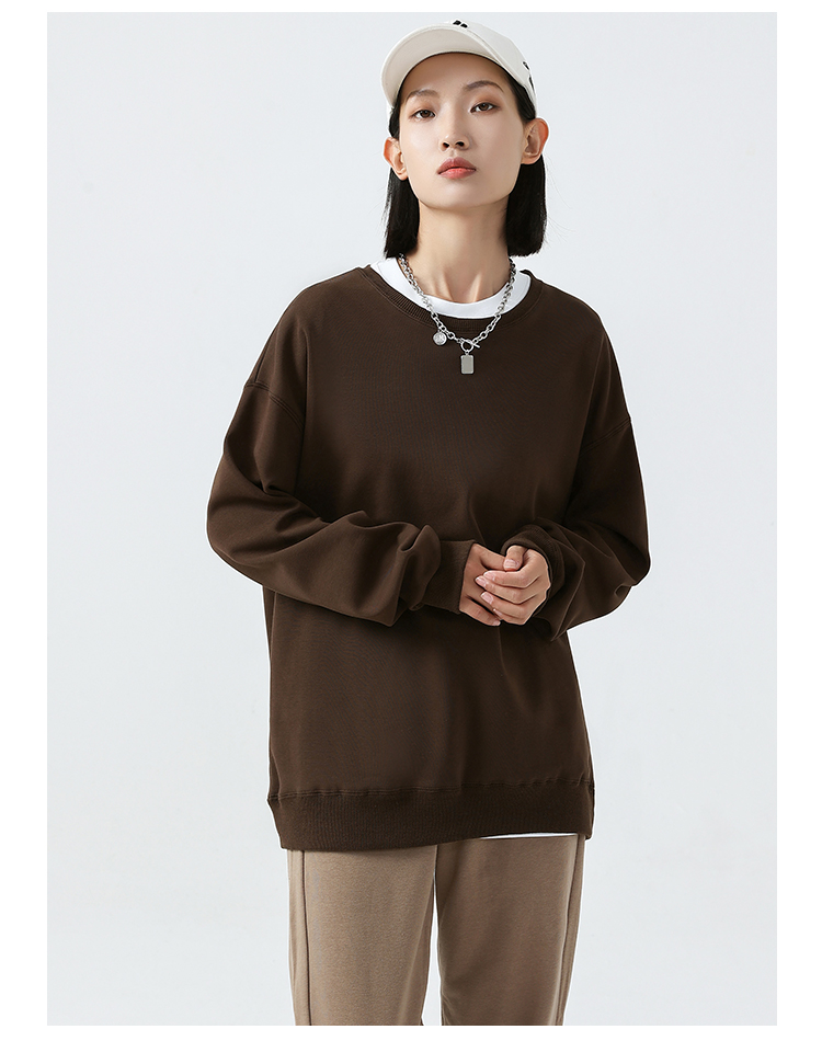 500g heavyweight pure cotton silver fox velvet drop shoulder round neck sweatshirt G21-U-X965