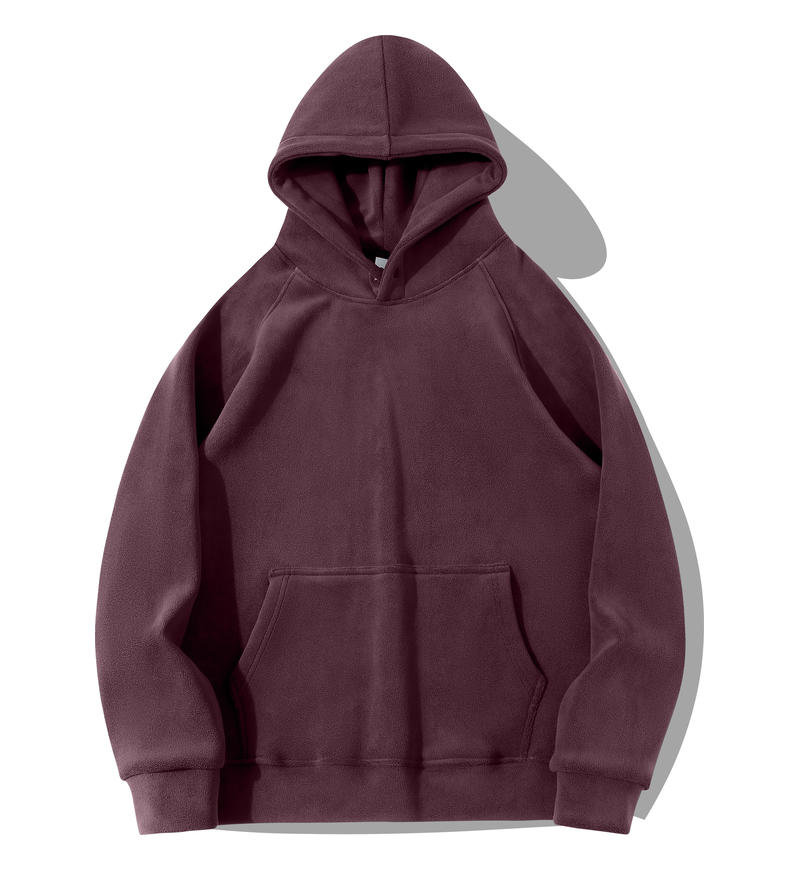 600g heavyweight warm double-sided fleece button hooded sweatshirt G21-U-XD068