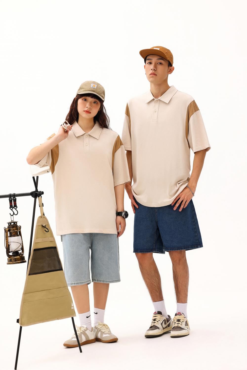 2401#32 double yarn color matching POLO shirt Polo short sleeve lapel