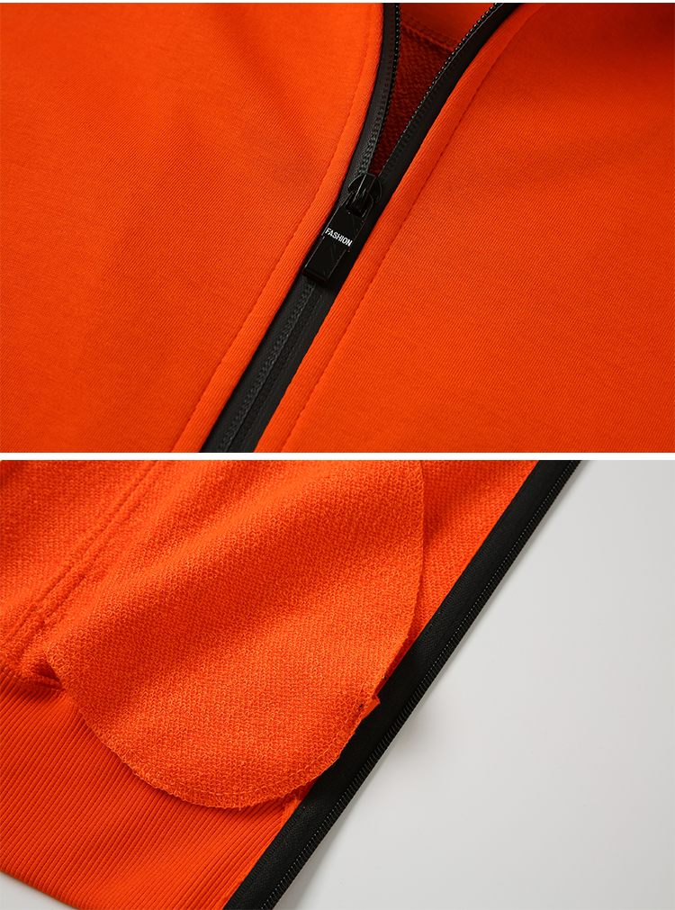 480g pure cotton terry collar zipper color-blocking thin sweatshirt universal style W02-8023