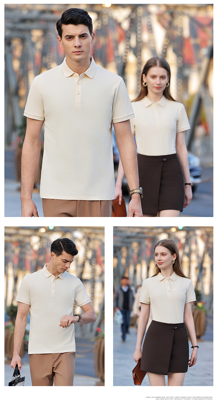 175G solid color slightly elastic lapel short-sleeved POLO shirt 72-M2